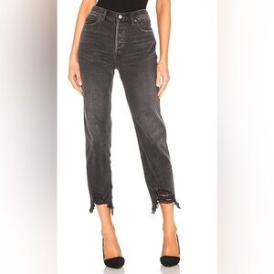 Free‎ People We the Free Chewed Up Mid Rise Straight Jeans 29 8 black distressed